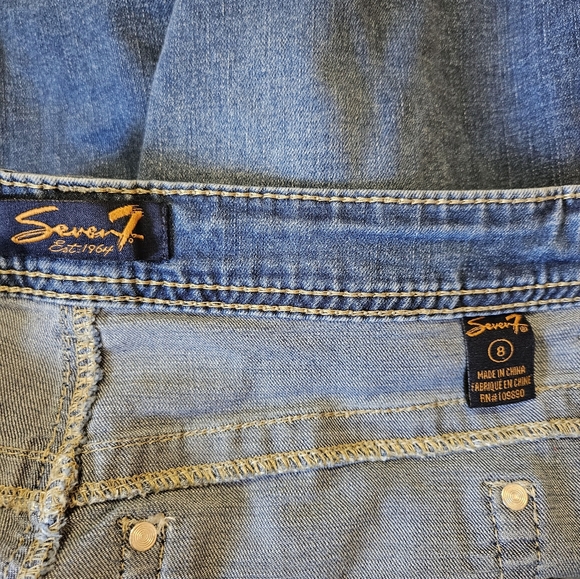 Seven 7 Women’s Western Denim Jean Shorts Size 8 Dark Wash Embroidered Pocket. - Picture 5 of 9
